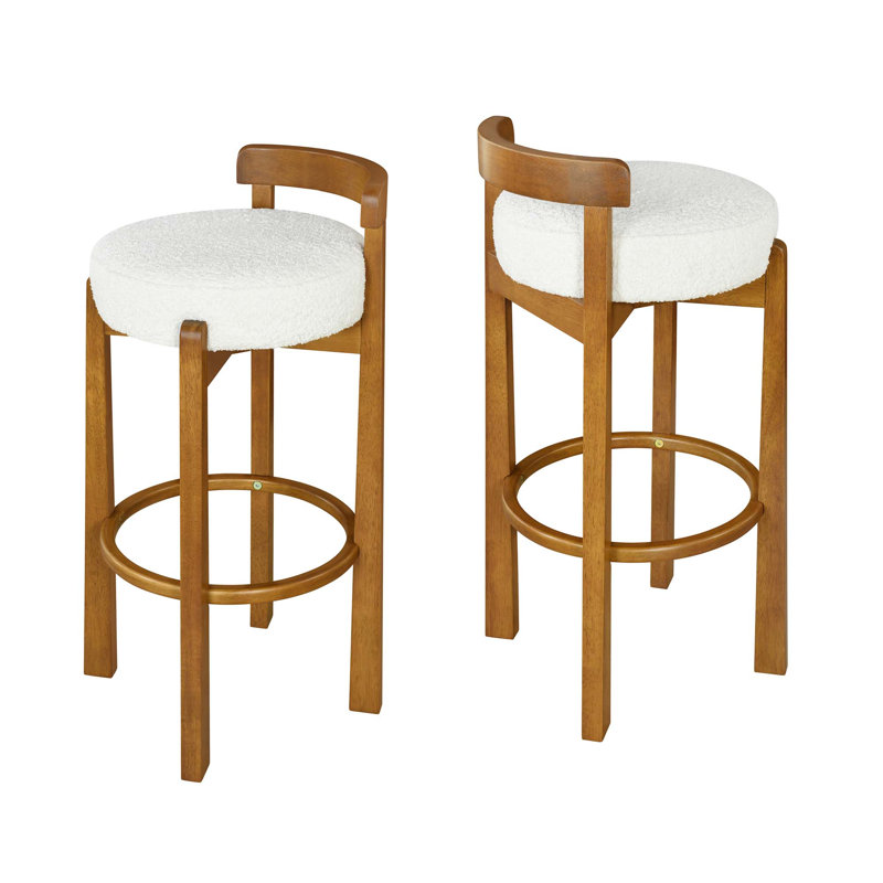 Tabouret de bar en bois à dossier bas et noyer (ensemble de 2 pièces), Brun