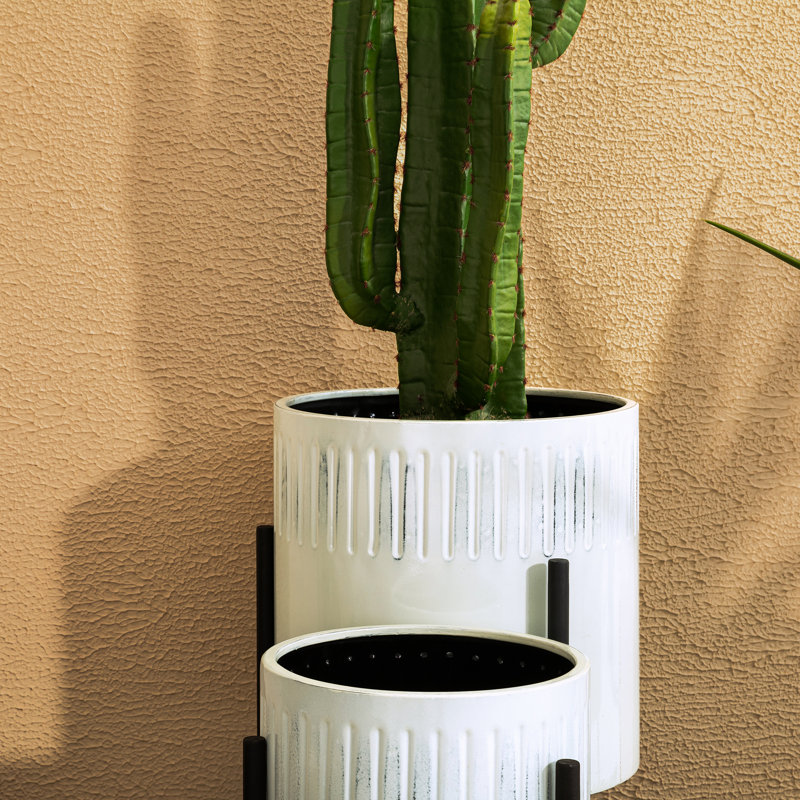 Pot à fleurs rond Seay, Blanc