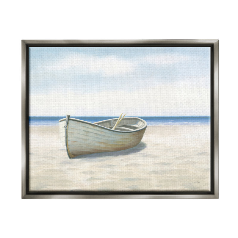 «Breakwater Bay Boat On Coast», peinture sur toile encadrée par James Wiens, H 25 po x l 31 po x P 1,7 po