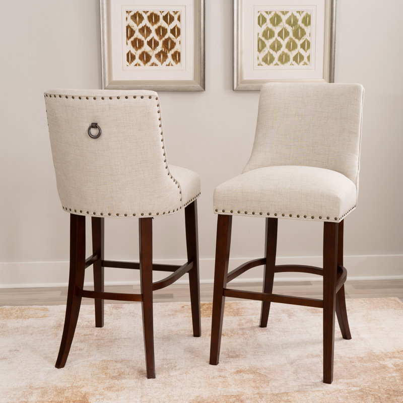 Alejoa Upholstered Nailhead Trim Bar Stool,  Bar Stool (31.5" Seat Height)