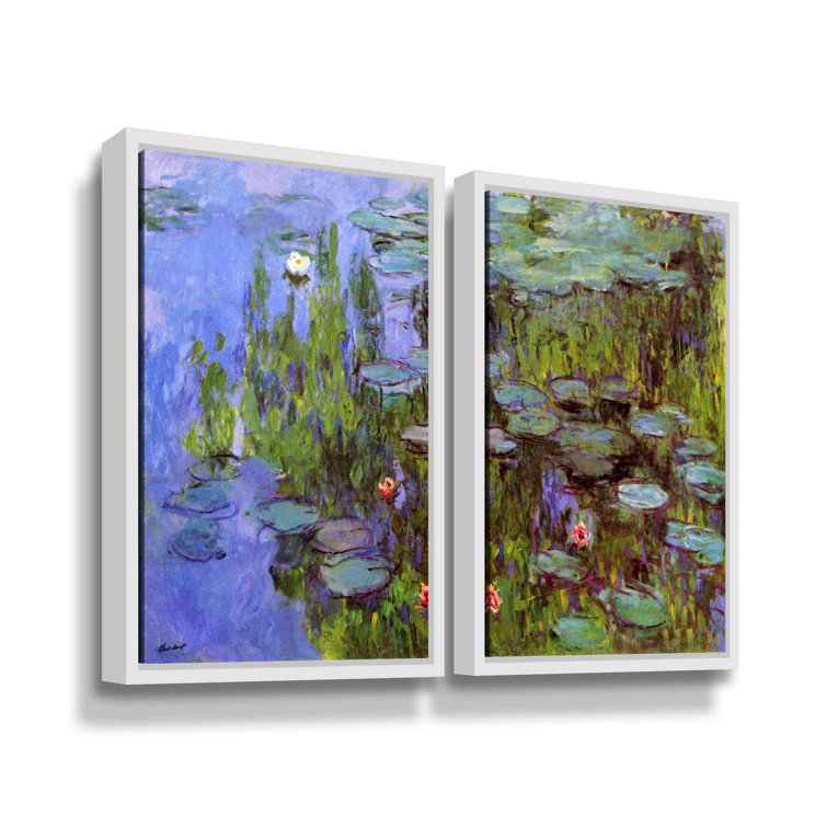'Sea Roses' by Claude Monet 2 Piece Painting Print on Wrapped Canvas Set