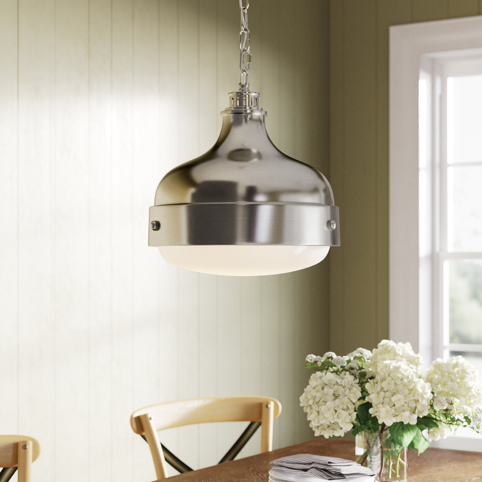 Tulane Glass Dimmable Pendant, Dark Antique Brass / Matte Black, 13.125" H x 13" W x 13" D
