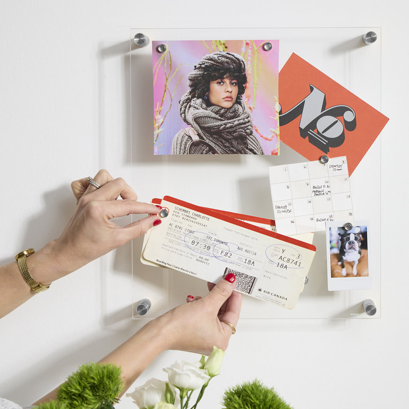 Easy Change Memo Board + Magnets, 12" x1 4", Silver