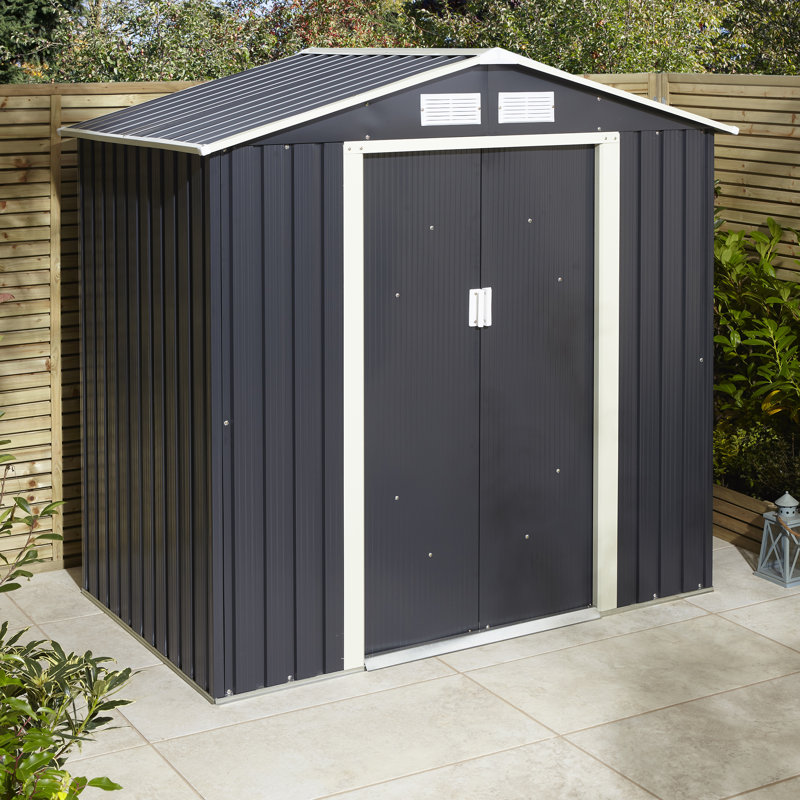 Rowlinson Trentvale 6x4 Metal Apex Shed, Dark Grey