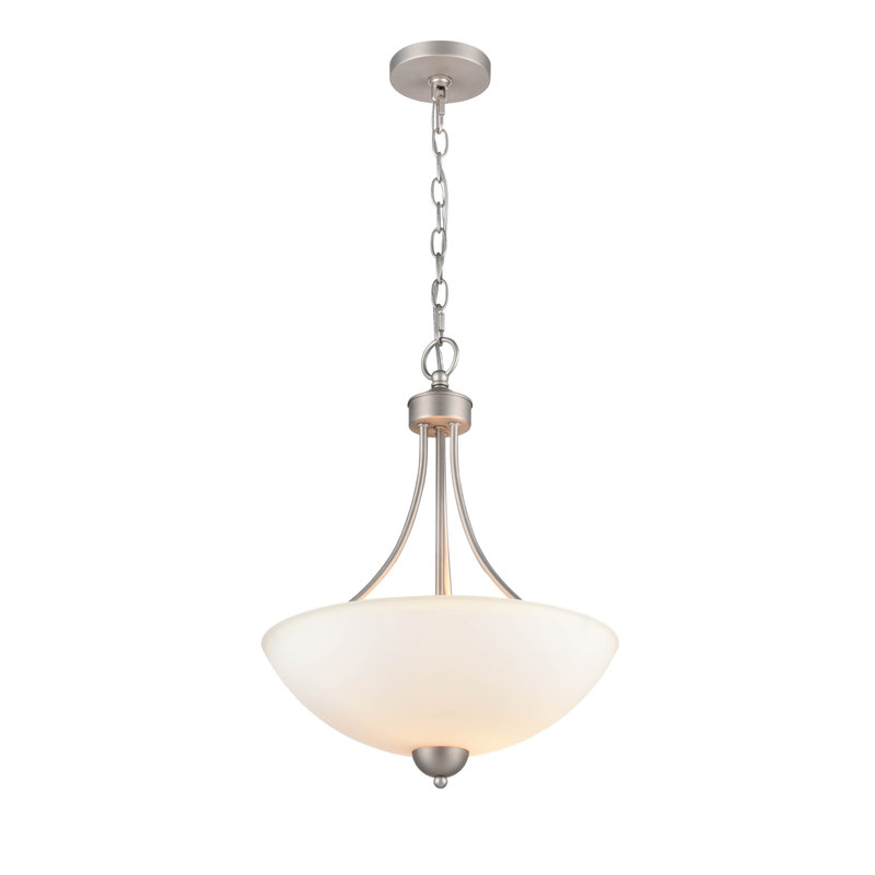 Luminaire suspendu bol unique à 1 lumière Ghazanfar, Nickel satiné