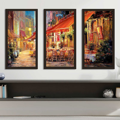 «Cafe in Light» par Haixia Liu - peinture sur cadre 3 pièces