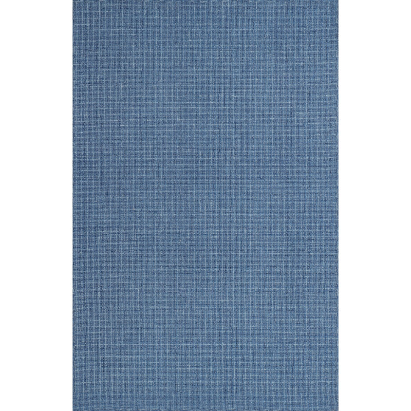 Bryn Hand Tufted Wool Abstract/Houndstooth Area Rug in Indigo/White, Rectangle 5'6" x 8'6"