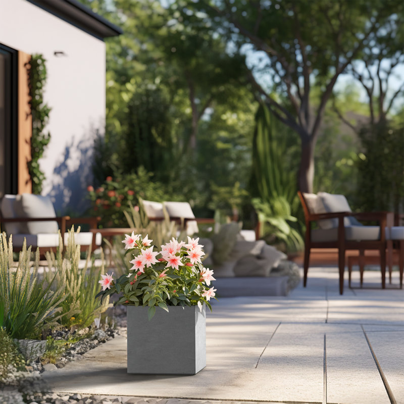 Boîte à fleurs en béton Redegonda, H 12 po x l 12 po x P 12 po, Finition pierre