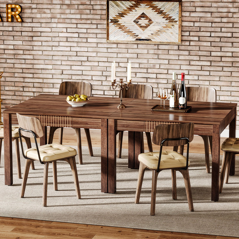 Square Dining Table With 4 Drawers For Kitchen Dining Room