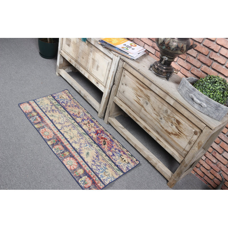 Unique Vintage Turkish Door Mat with Vibrant Floral and Geometric Patterns Brightening Your Entryway Through Rustic Design