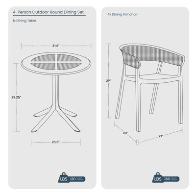 4-Person Outdoor Round Dining Set