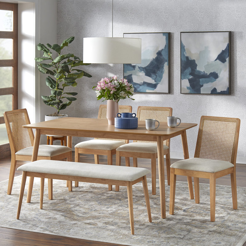Ensemble repas 6 pièces avec banc Newington Cane