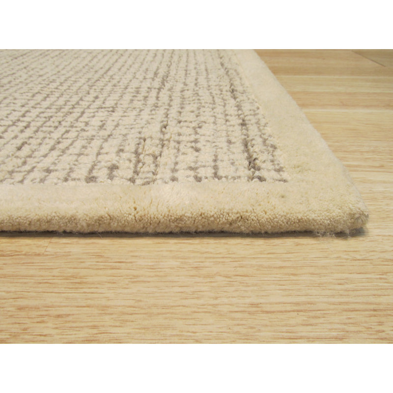 Tapis ivoire en laine touffeté à la main Timothy, Rectangle 8 pi 9 po x 11 pi 9 po