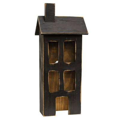Distressed Wooden Large Black Light Up House
