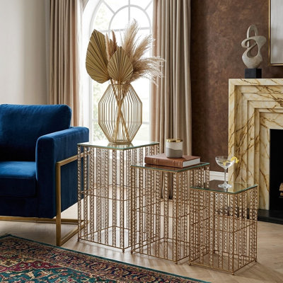 Table carrée 3PC avec plateau en verre