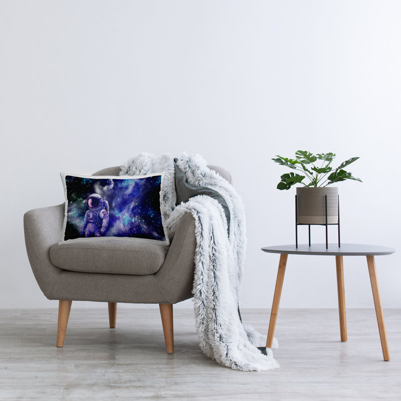 Coussin décoratif Astronauts & Bright Nebula Design par Jesse Keith, Mauve