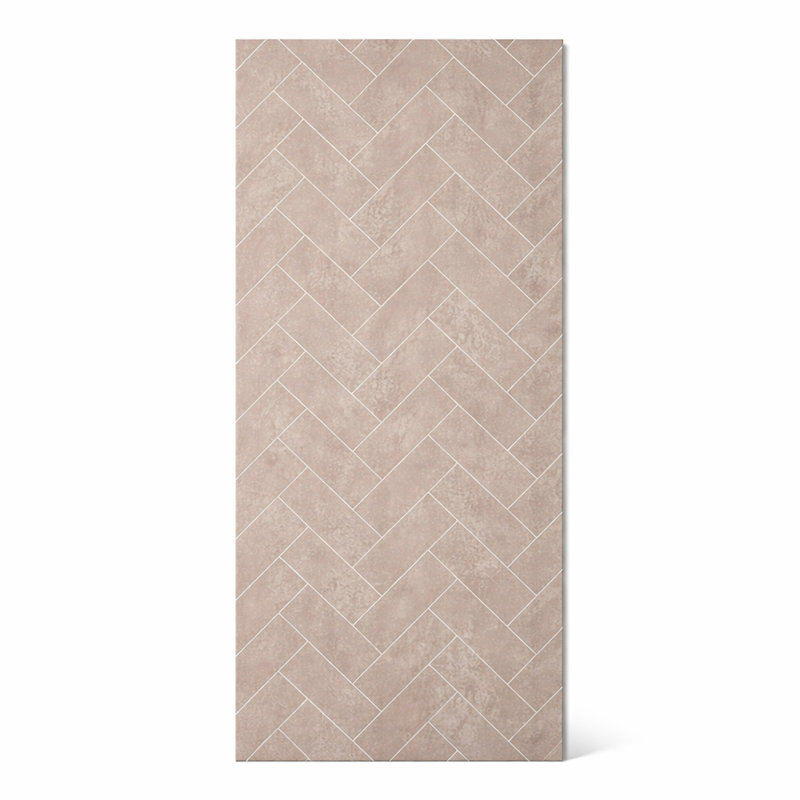  PVC Shower Panels Pack of 3 Light Beige Herringbone Waterproof Bathroom Wall Cladding 2400x1000x10mm