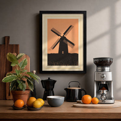 Windmill Against Sky Minimalist - Print