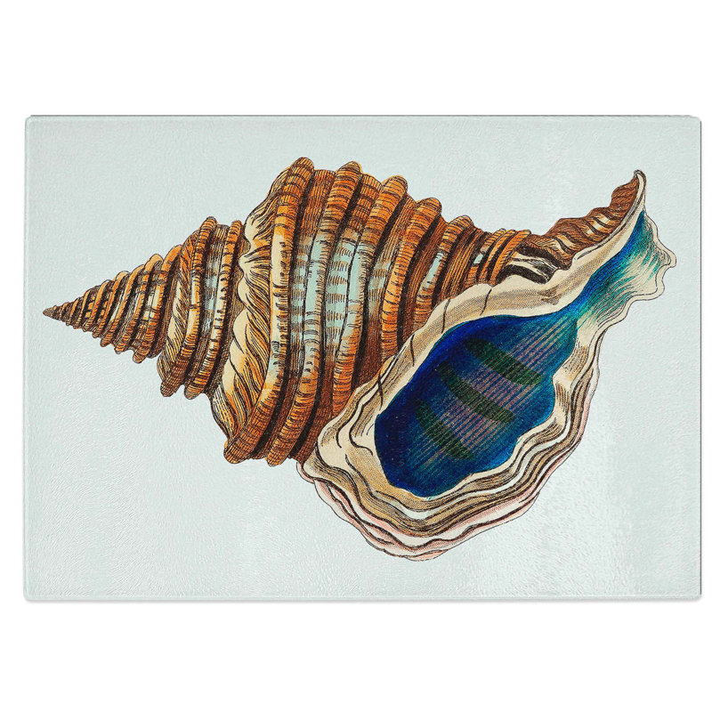 Tempered Glass Seashell by George Shaw Chopping Board, 39 cm W x 28.5 cm L