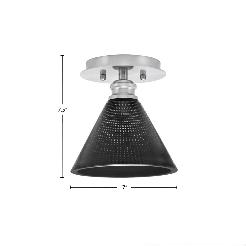 Edge 1 Light Semi-Flush With 7" Black Matrix Glass, Brushed Nickel