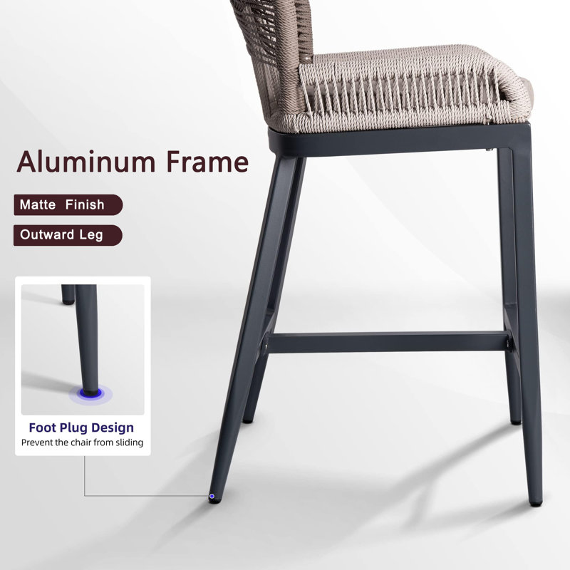 43.11" H Outdoor Wicker and Metal Bar Stools, 28.5"