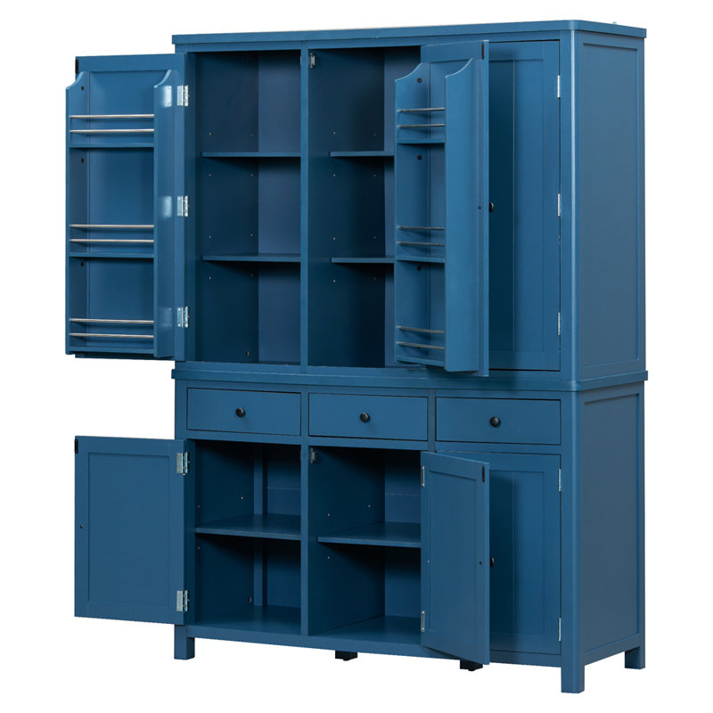 Grande armoire de rangement l 53 po x l 20 po avec tablettes de porte, tablettes réglables, Blue