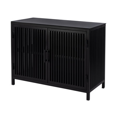 Azalia 35.5 in. W Iron and Glass Accent Storage Chest with 1 Interior Shelf