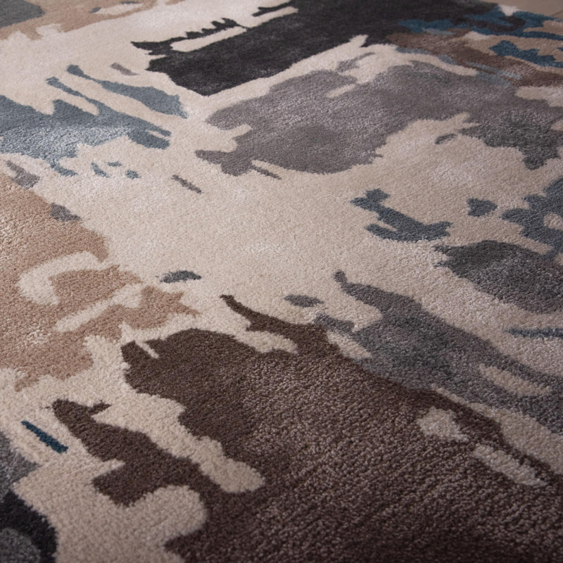 Wool Area Rug with Tencel, Rectangle 5' x 8'