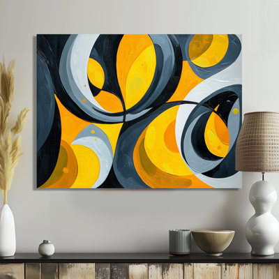 Jaune et gris Urban Jazz Note I - Art abstrait de natures mortes abstraites pour le salon