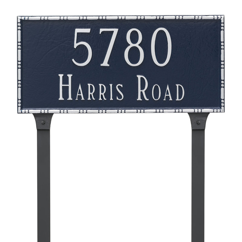 Lincoln 1-Line Lawn Address Sign, Black/Silver