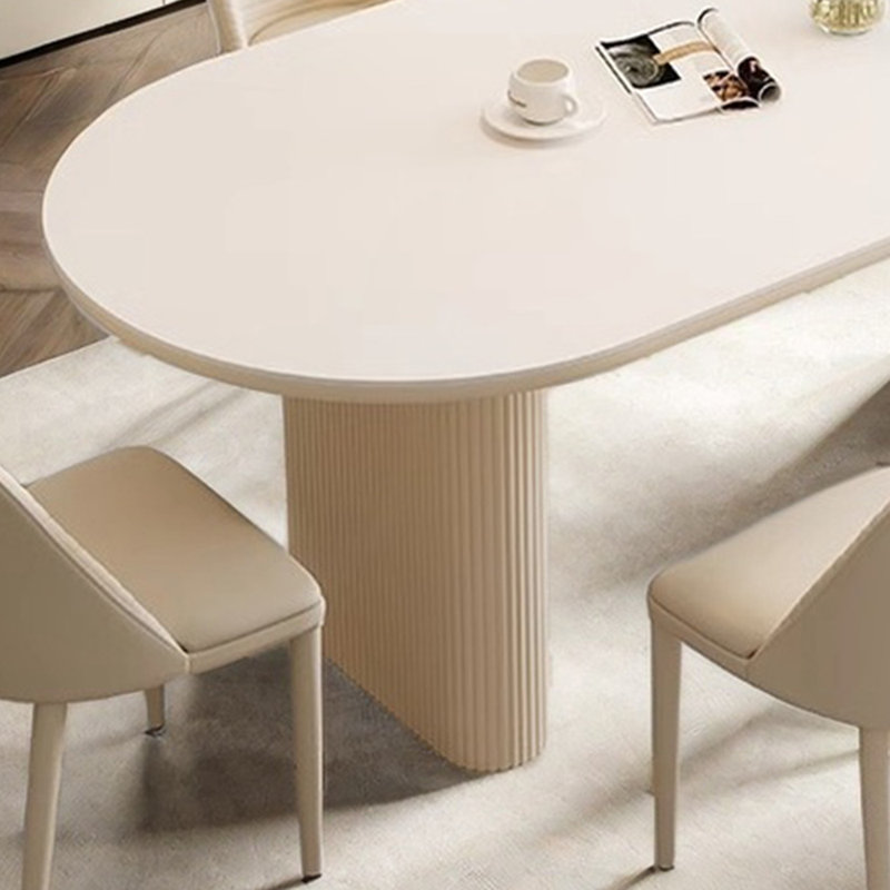 Table à manger ovale simple de style crème et chaise, H 29,9 po x L 62,9 po x l 31,4 po