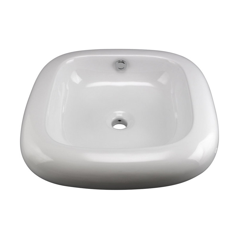 Capri 21" White Ceramic Countertop Vessel Sink with Reno-Gloss Finish