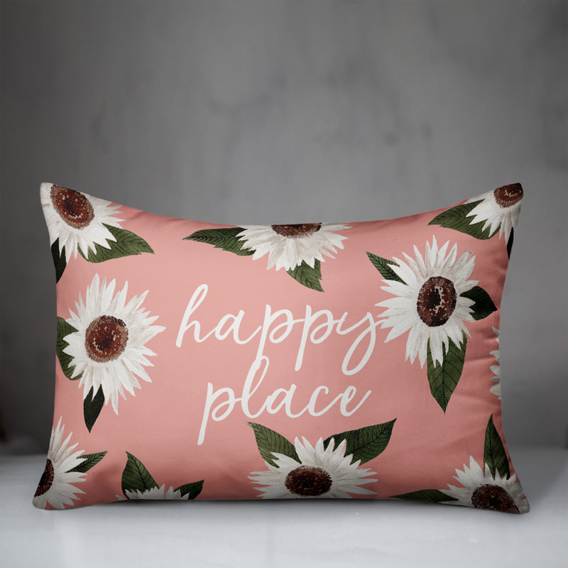  Housse de coussin rectangulaire et insert Happy Place, Rose