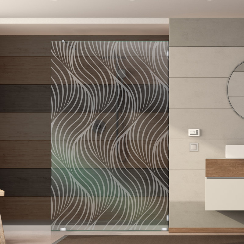 Panneau de douche en verre trempé coulissant 47 po x H 75 po avec finition givrée durable, Gauche, Non privé