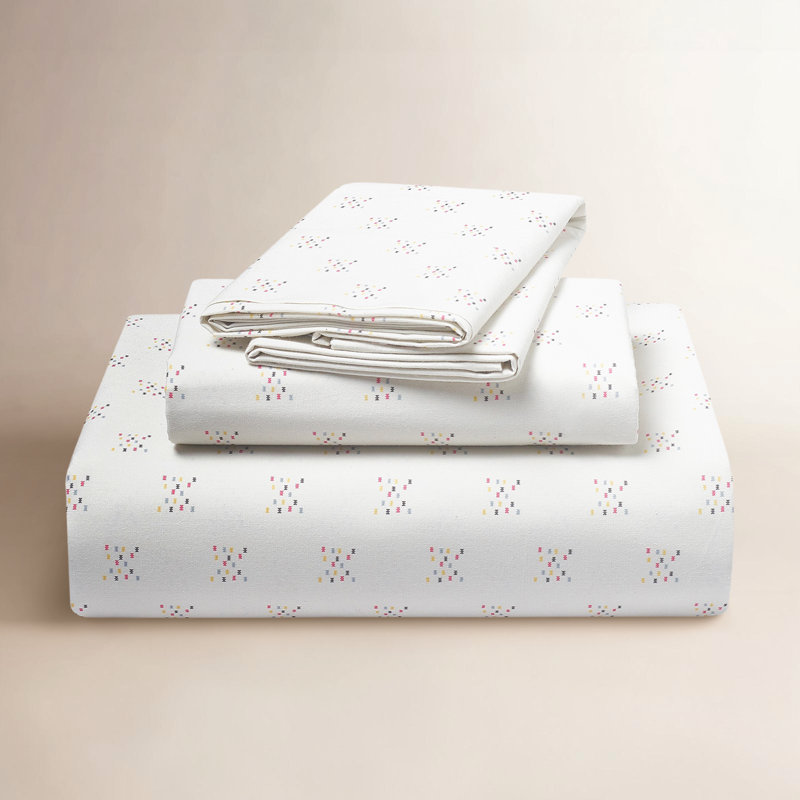 Ensemble de draps pour chambre d'amis 100% coton Yaren, Drap-housse et drap plat pour taille de lit grand 