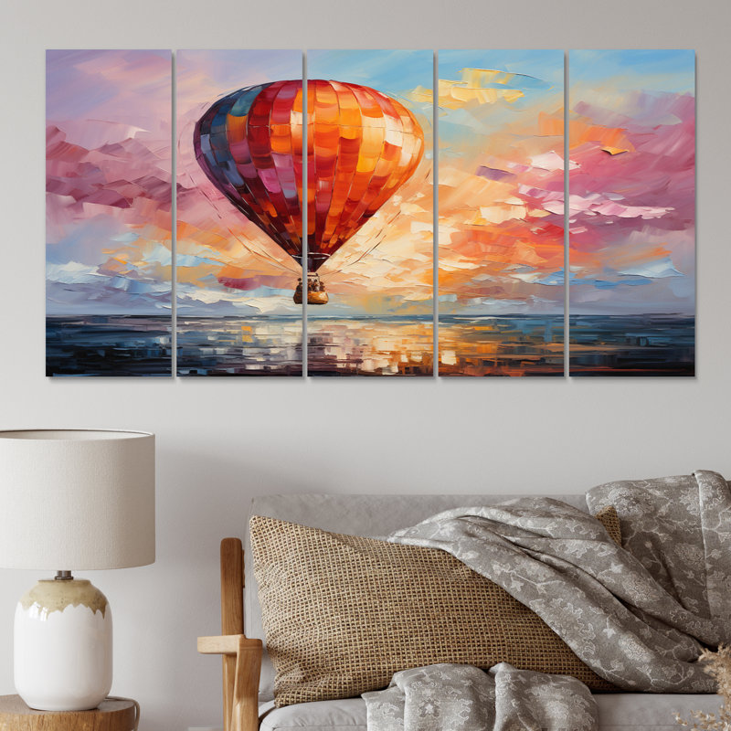 «Colorful Airballoon Views I - Transport», art mural en métal
