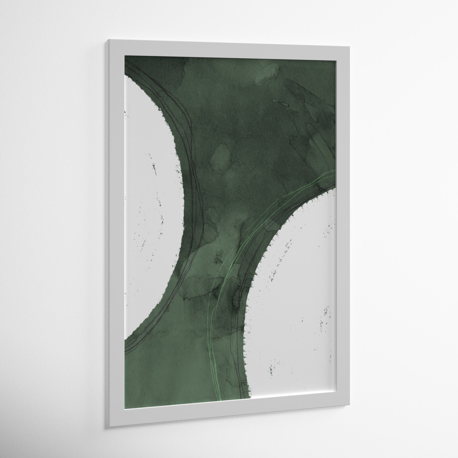 Green Moon Painting by Oliver Gal, 32" H x 22" W x 0.5" D, White