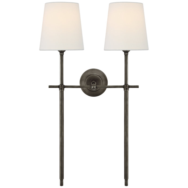 Thomas O'Brien Bryant Large Double Tail Sconce, Bronze, Fabric