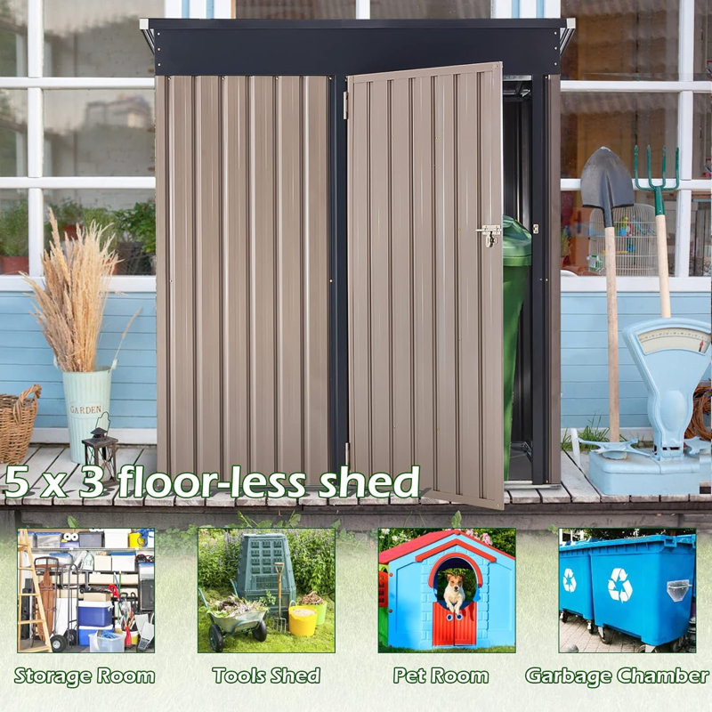 Caitilyn 14 ft. W x 8 ft. 7 in. D Metal Overlap Pent Storage Shed