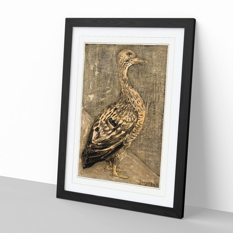Standing Duck by Theo Van Hoytema - Picture Frame Painting, Black, 65cm H x 48cm W x 2cm D