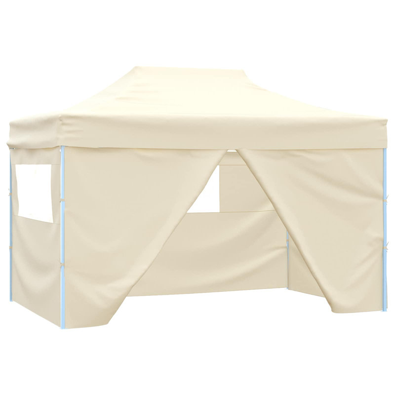 Vidaxl Foldable Party Tent Pop-Up With 4 Sidewalls Patio Gazebo Canopy Shelter, 315cm H x 410cm W x 280cm D, Cream
