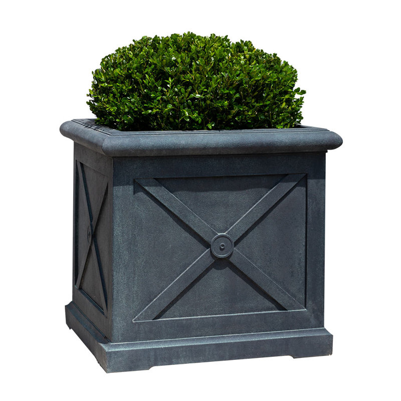 Montparnasse Handmade Planter, Travertine, 24.5" H x 25.75" W x 25.75" D