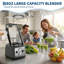 High-Speed Blender with 6 Stainless Steel Blades and 300 ml Travel Cup, 1400W Countertop Blender for Smoothies and Shakes