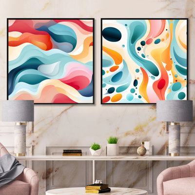 «Soft Color» multicolore, vague de neutralité abstraite - ensemble de collages carrés abstraits