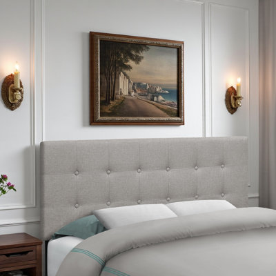 Berwick Full Bed, Headboard Only, Upholstered, Grey Linen Look, Transitional by Red Barrel Studio