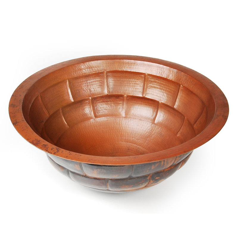 D'Vontz Copper Bathroom Sinks 17'' Metal Circular Bathroom Sink, Dark Smoke Copper, Flat