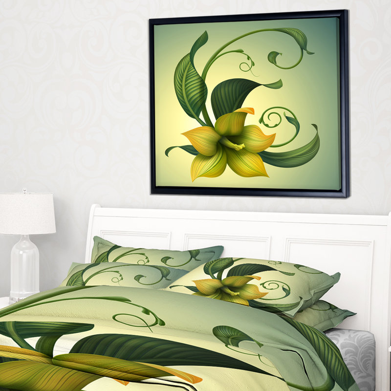 «Yellow Fantasy Flower», reproduction d'impression, H 12 po x l 20 po, Cadre flottant noir