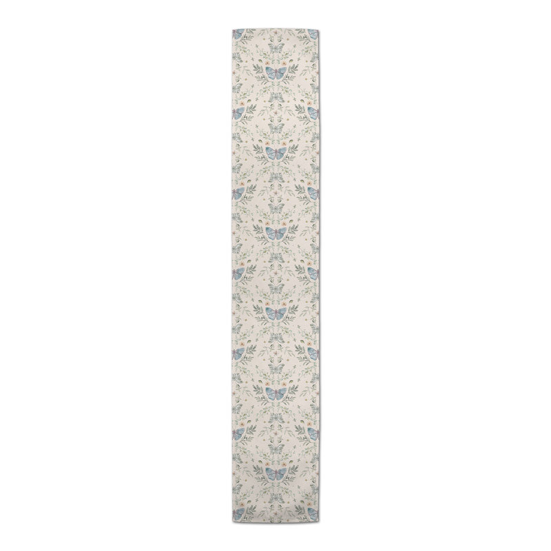 Ariona Rectangular Floral Table Runner, 90" x 16", Cream
