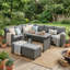 Ensemble de canapé de patio extérieur en rotin 5 pièces, ensemble de meubles de jardin en forme de L en osier avec 2 tables d'appoint extensibles-41664306