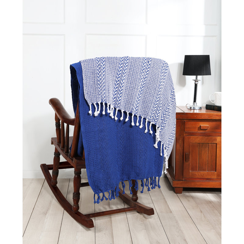 Jeté luxueux 100% coton, Bleu